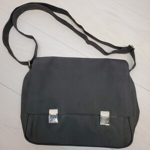 Black Messenger‎ Bag Crossbody Bag PVC Adjustable Strap Silver Buckle